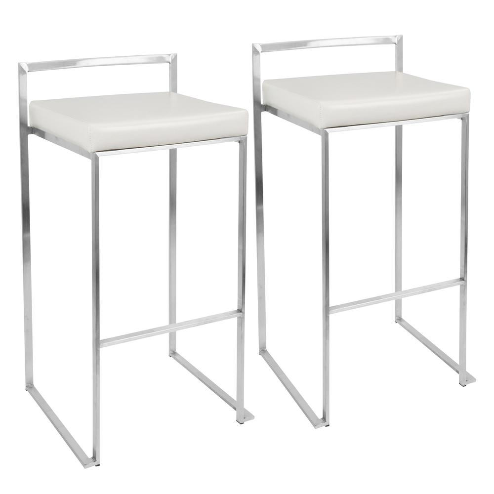 White Fuji Stacker Barstool - Set of 2
