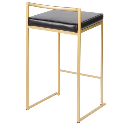 Gold, Black Fuji Stacker Counter Stool - Set of 2