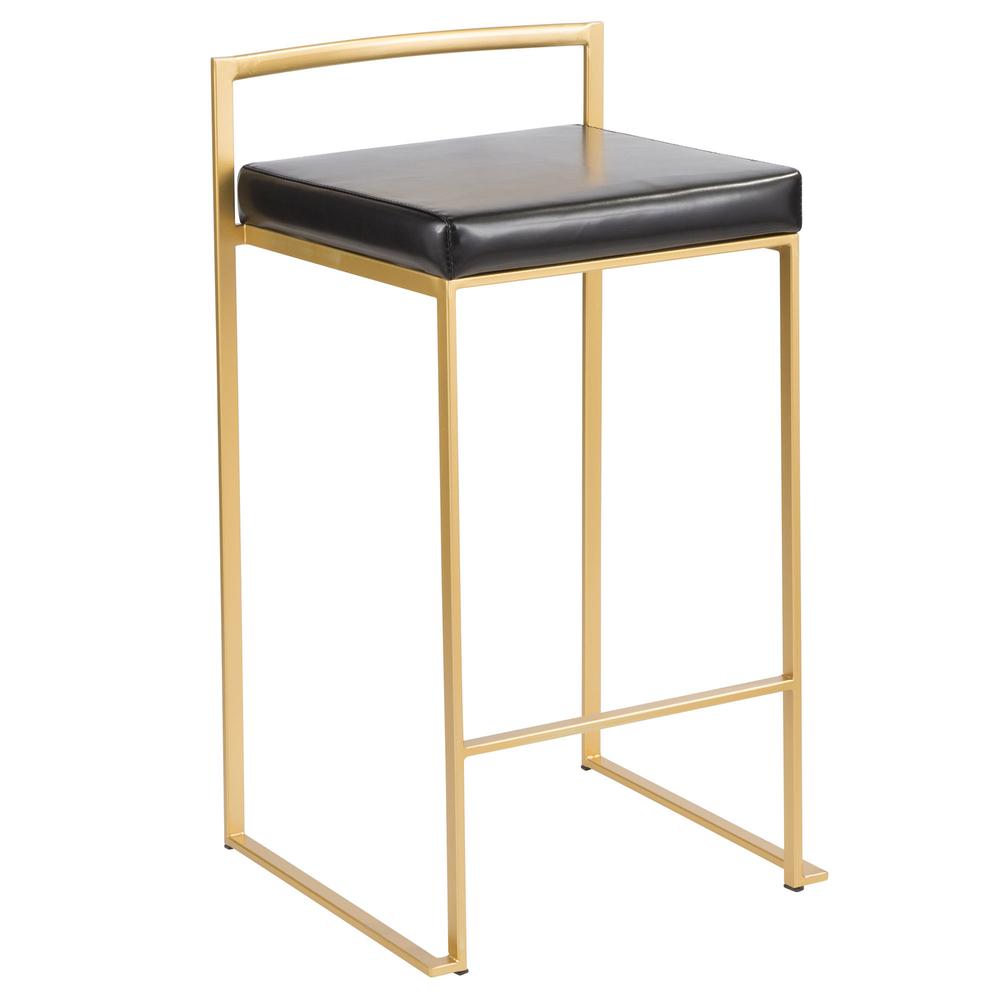 Gold, Black Fuji Stacker Counter Stool - Set of 2