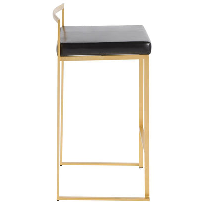 Gold, Black Fuji Stacker Counter Stool - Set of 2