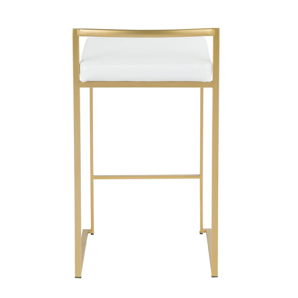 Gold, White Fuji Stacker Counter Stool - Set of 2
