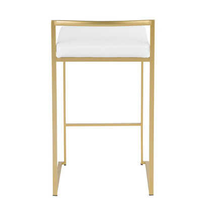 Gold, White Fuji Stacker Counter Stool - Set of 2