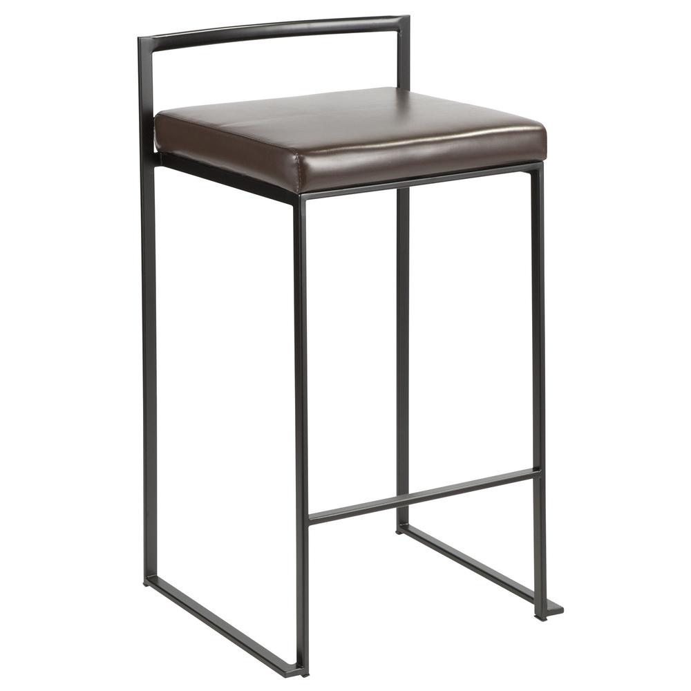 Black, Brown Fuji Stacker Counter Stool - Set of 2