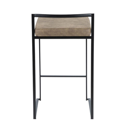 Black, Brown Cowboy Fabric Fuji Stacker Counter Stool - Set of 2