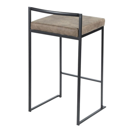 Black, Brown Cowboy Fabric Fuji Stacker Counter Stool - Set of 2