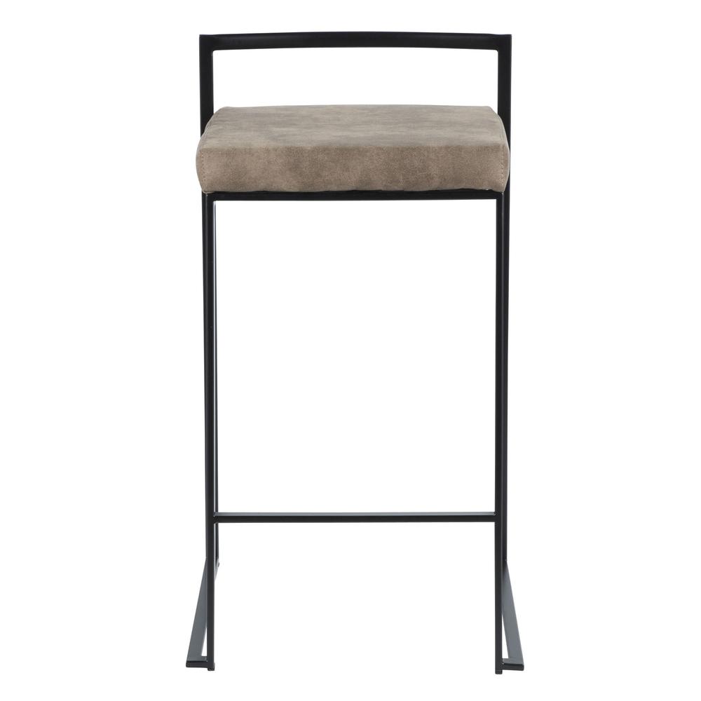 Black, Brown Cowboy Fabric Fuji Stacker Counter Stool - Set of 2