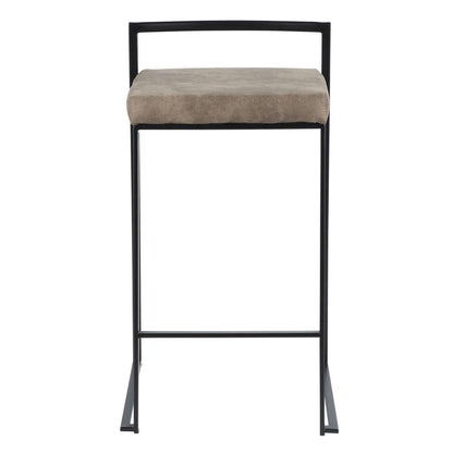 Black, Brown Cowboy Fabric Fuji Stacker Counter Stool - Set of 2