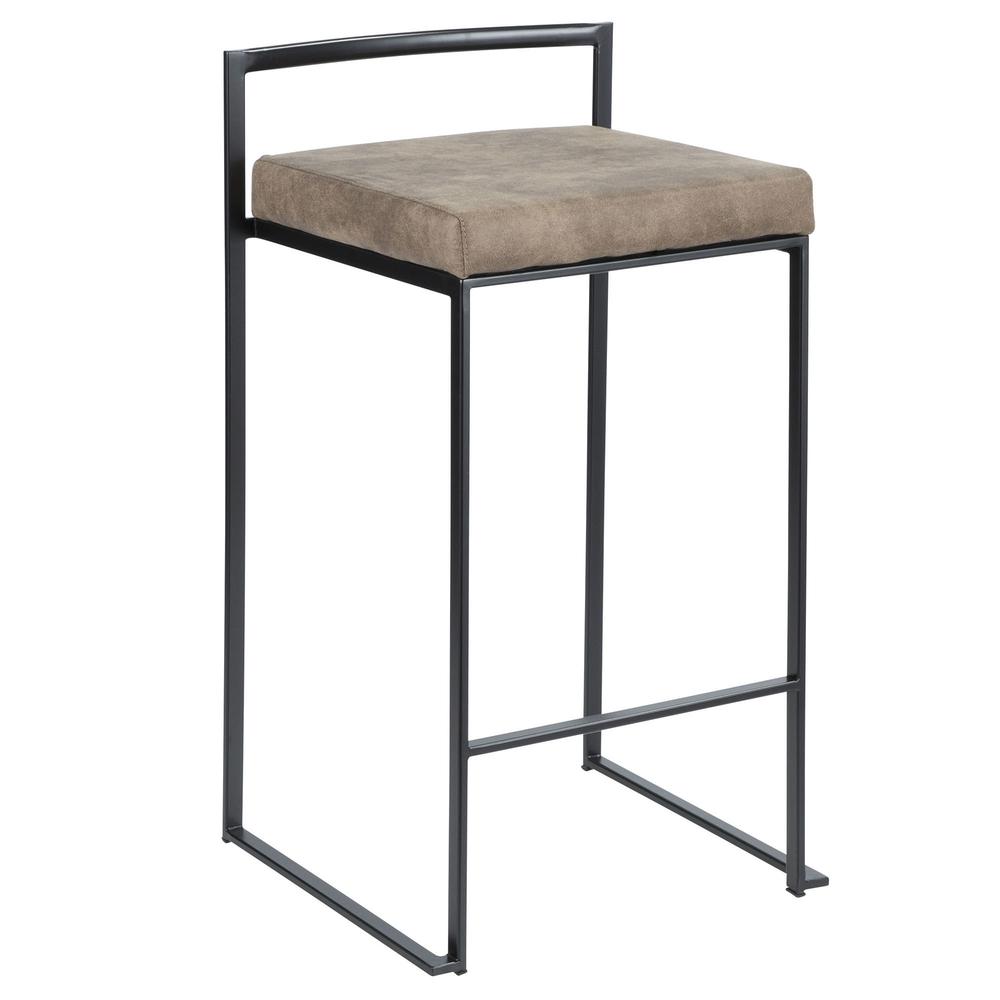 Black, Brown Cowboy Fabric Fuji Stacker Counter Stool - Set of 2