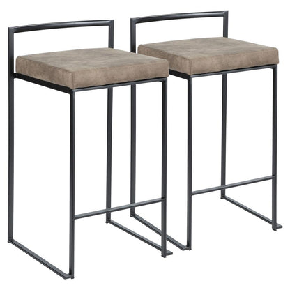 Black, Brown Cowboy Fabric Fuji Stacker Counter Stool - Set of 2