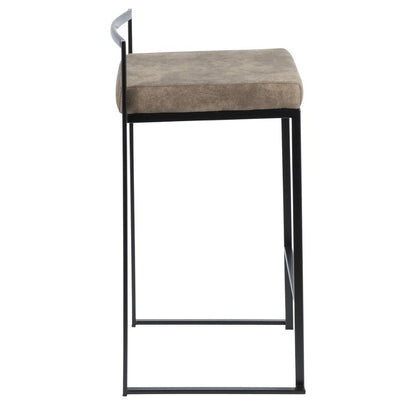 Black, Brown Cowboy Fabric Fuji Stacker Counter Stool - Set of 2