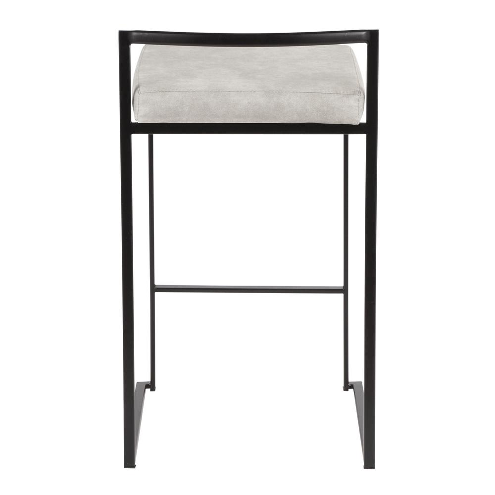 Black, Light Grey Cowboy Fabric Fuji Stacker Counter Stool - Set of 2