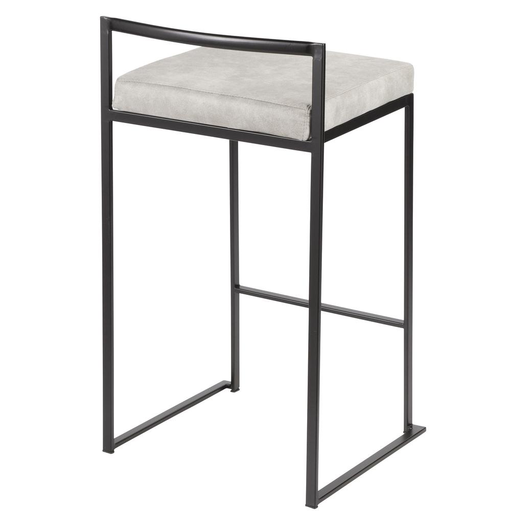 Black, Light Grey Cowboy Fabric Fuji Stacker Counter Stool - Set of 2