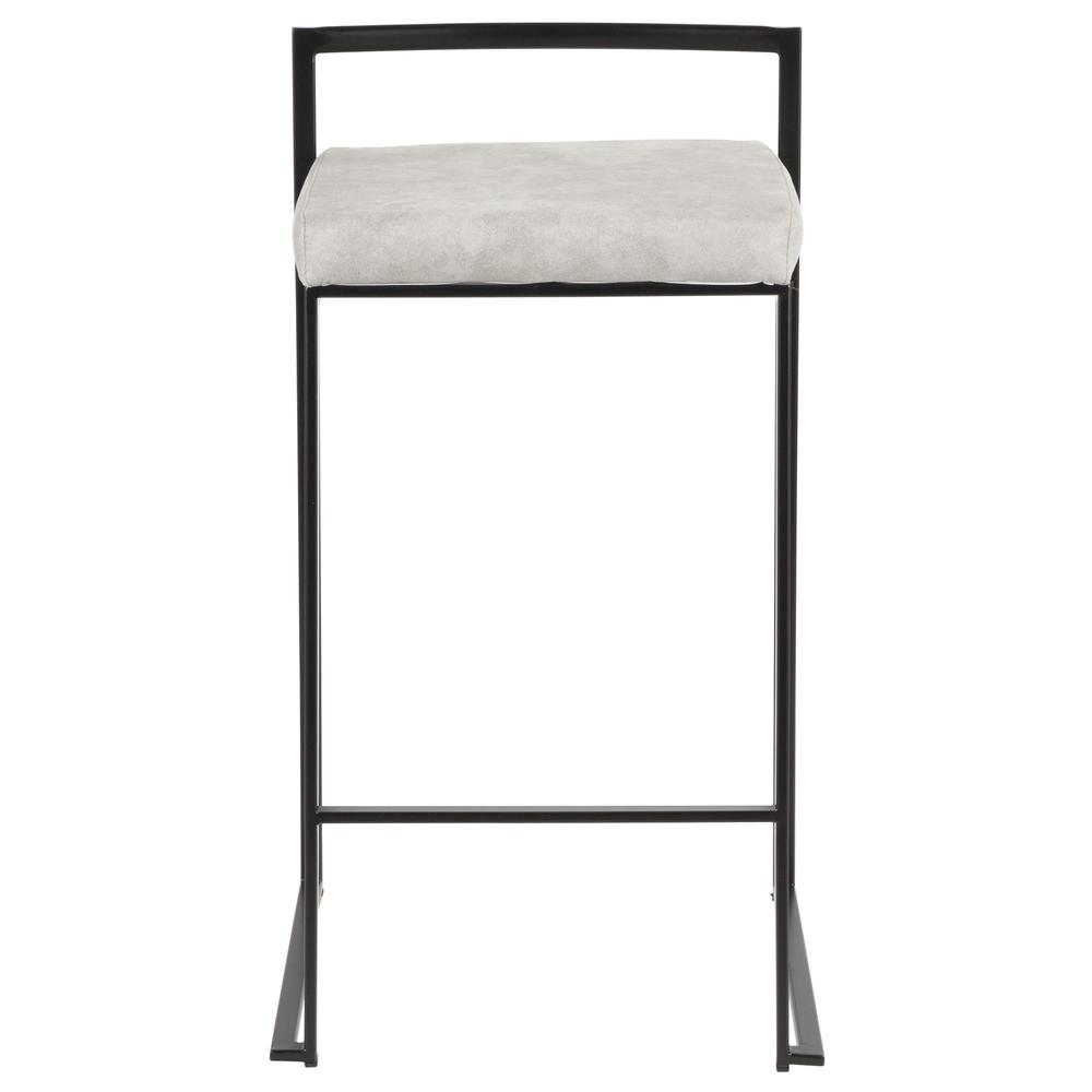 Black, Light Grey Cowboy Fabric Fuji Stacker Counter Stool - Set of 2