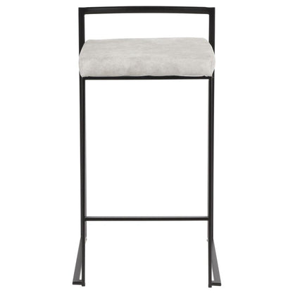 Black, Light Grey Cowboy Fabric Fuji Stacker Counter Stool - Set of 2