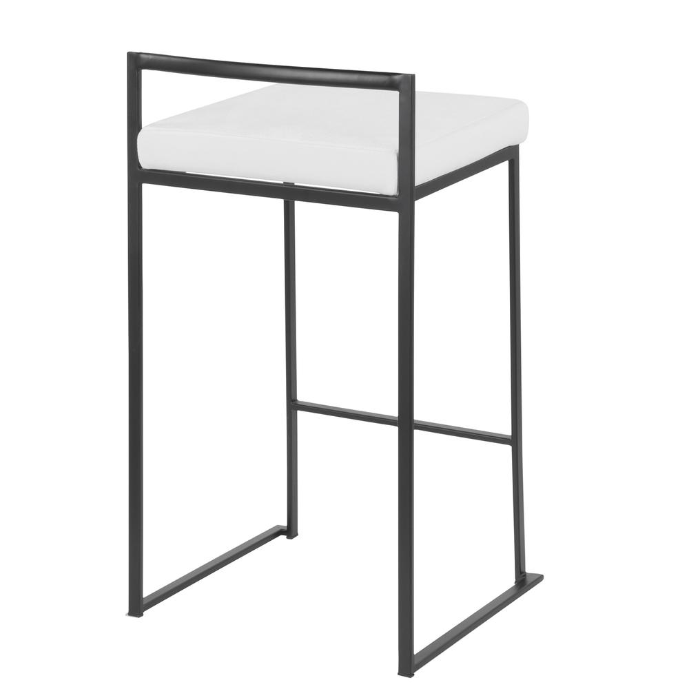 Black Metal, White Velvet Fuji Stacker Counter Stool - Set of 2