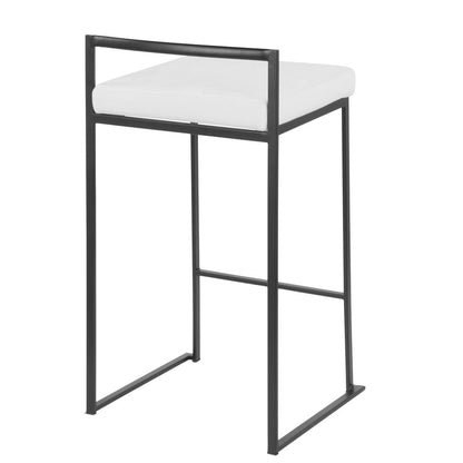 Black Metal, White Velvet Fuji Stacker Counter Stool - Set of 2