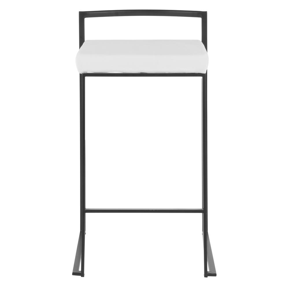 Black Metal, White Velvet Fuji Stacker Counter Stool - Set of 2