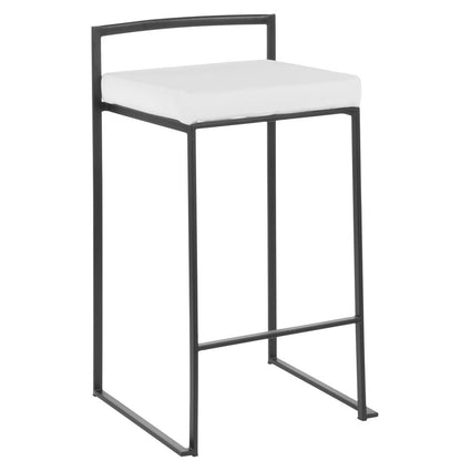 Black Metal, White Velvet Fuji Stacker Counter Stool - Set of 2