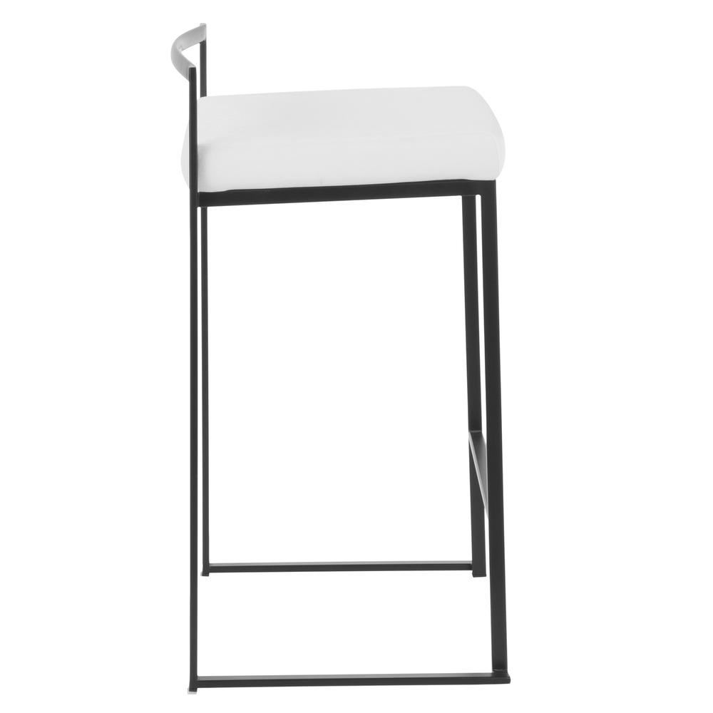 Black Metal, White Velvet Fuji Stacker Counter Stool - Set of 2