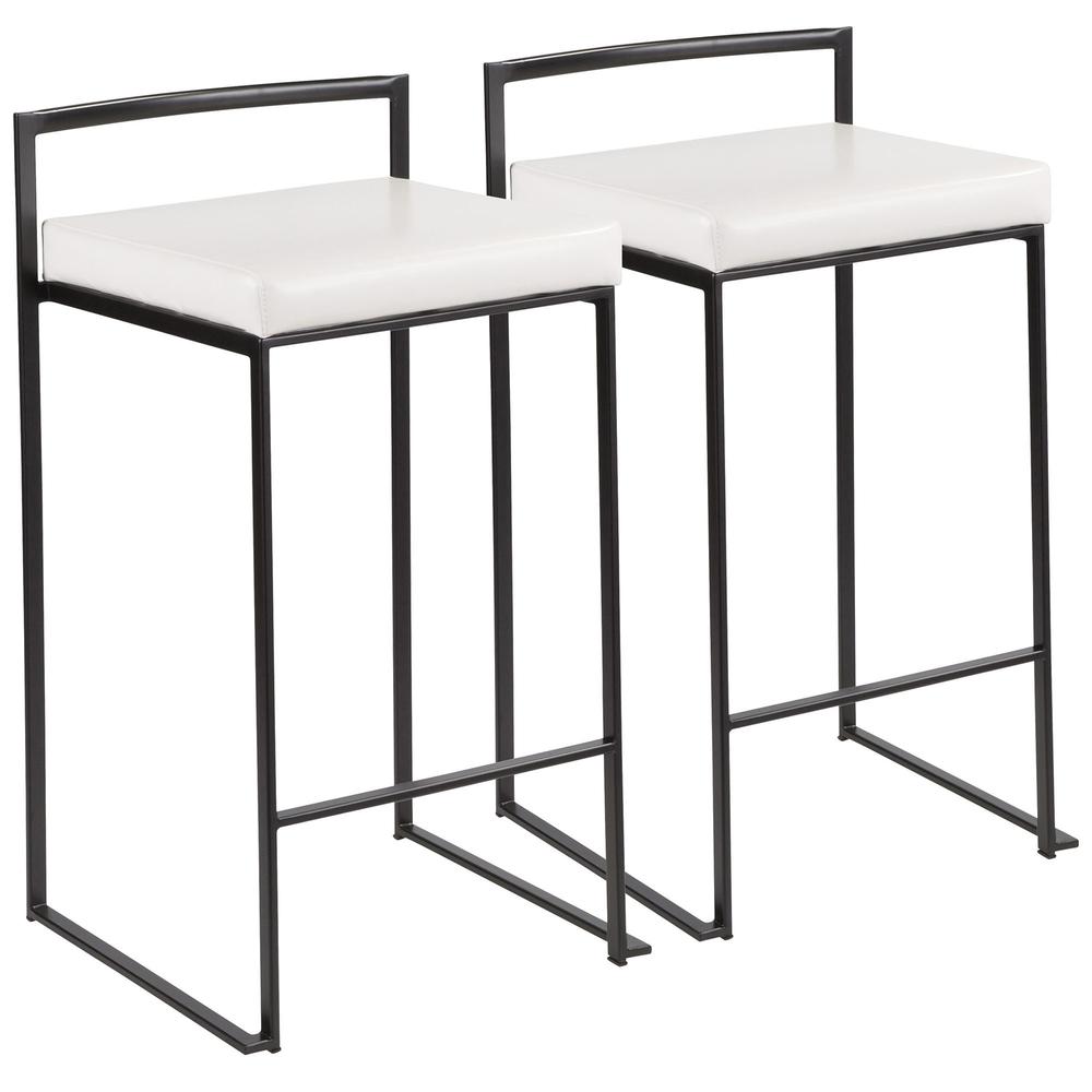 Black, White Fuji Stacker Counter Stool - Set of 2