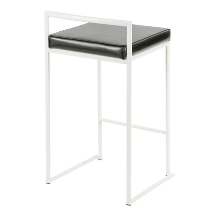 White, Black Fuji Stacker Counter Stool - Set of 2