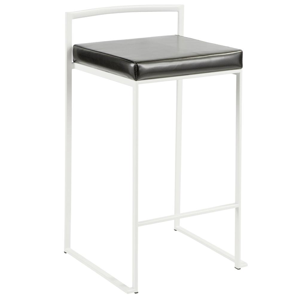 White, Black Fuji Stacker Counter Stool - Set of 2