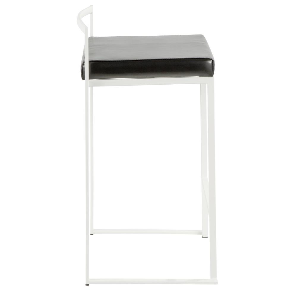 White, Black Fuji Stacker Counter Stool - Set of 2