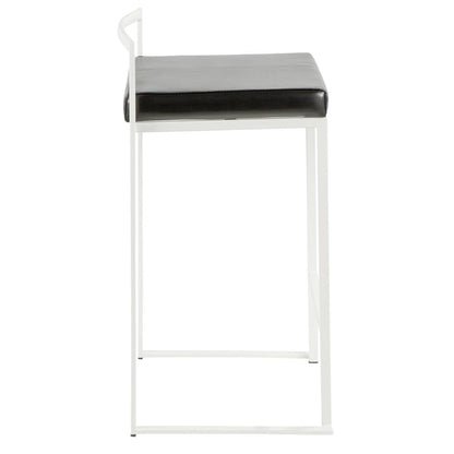 White, Black Fuji Stacker Counter Stool - Set of 2