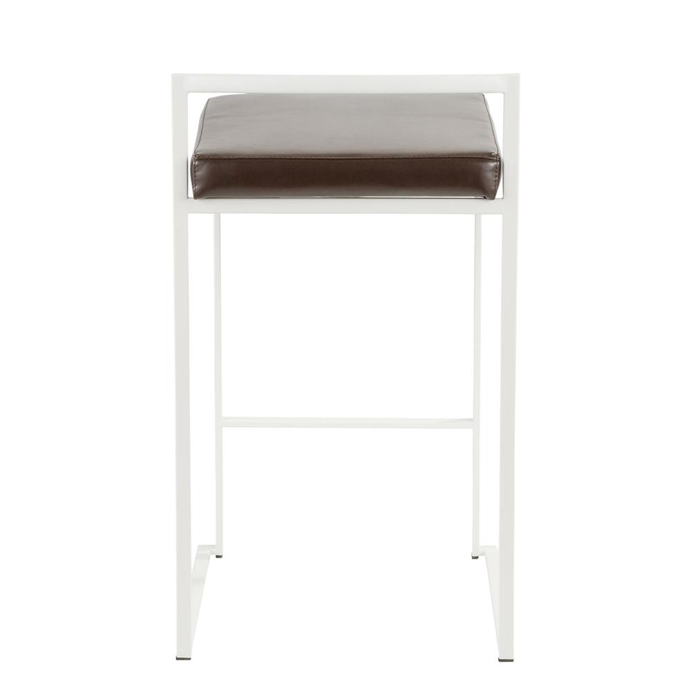 White, Brown Fuji Stacker Counter Stool - Set of 2
