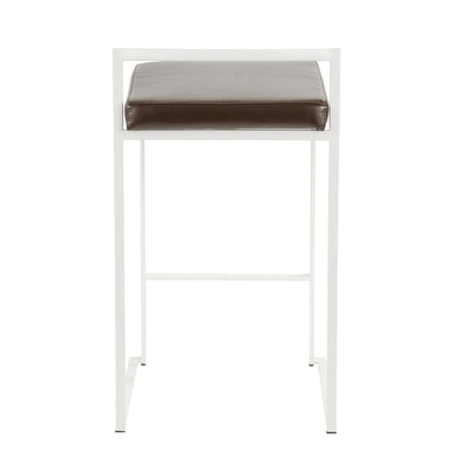 White, Brown Fuji Stacker Counter Stool - Set of 2