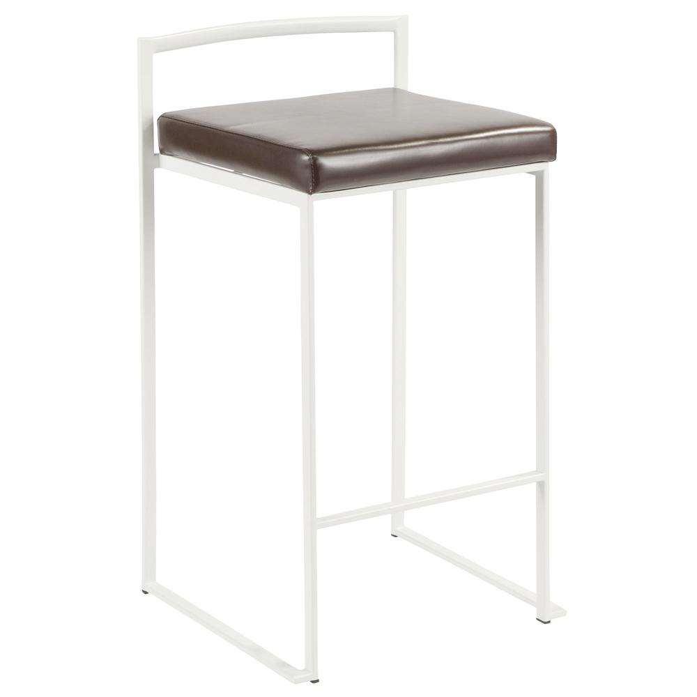 White, Brown Fuji Stacker Counter Stool - Set of 2