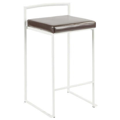 White, Brown Fuji Stacker Counter Stool - Set of 2