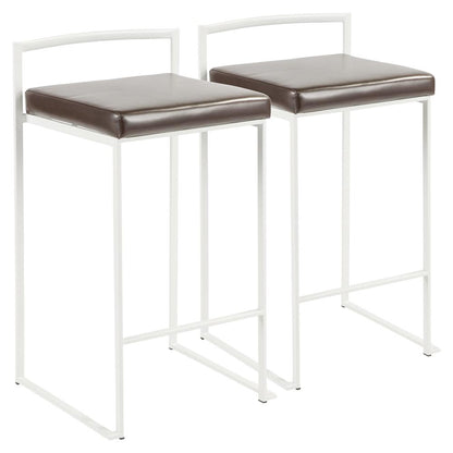 White, Brown Fuji Stacker Counter Stool - Set of 2