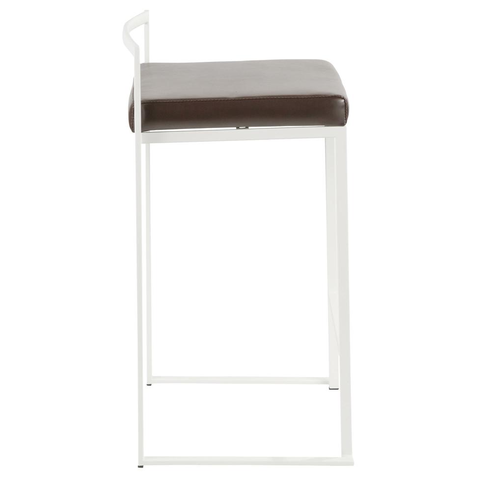 White, Brown Fuji Stacker Counter Stool - Set of 2