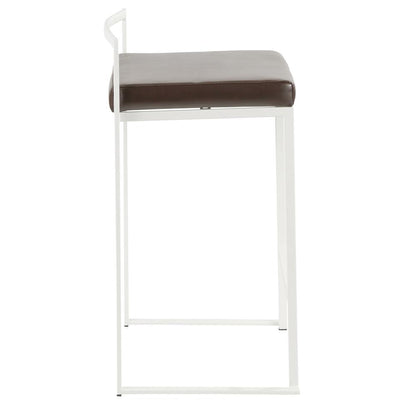 White, Brown Fuji Stacker Counter Stool - Set of 2