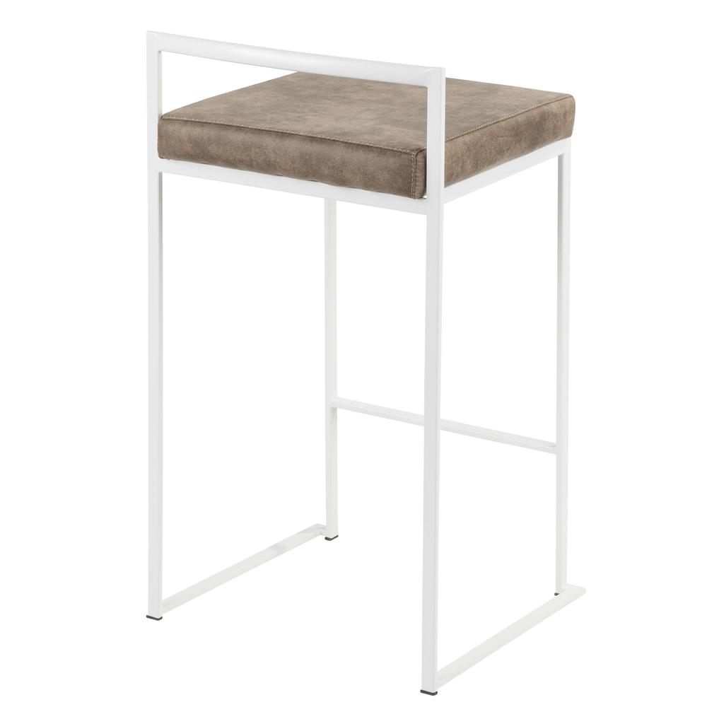 White, Brown Cowboy Fabric Fuji Stacker Counter Stool - Set of 2