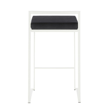 White Metal, Black Velvet Fuji Stacker Counter Stool - Set of 2