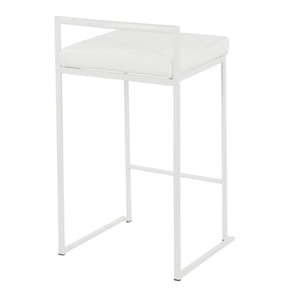White Metal, White Velvet Fuji Stacker Counter Stool - Set of 2