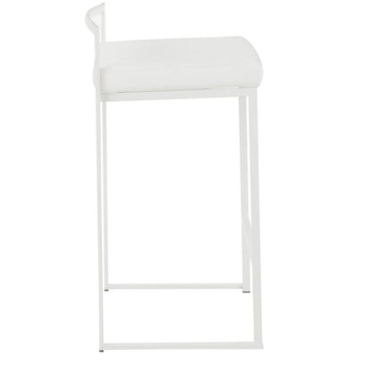 White Metal, White Velvet Fuji Stacker Counter Stool - Set of 2