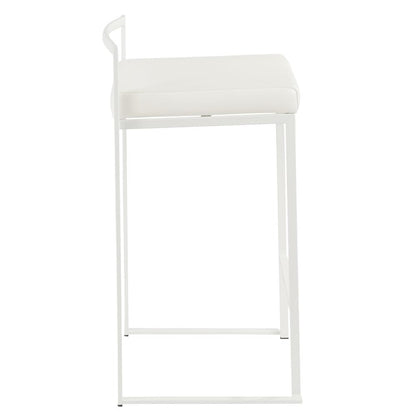 White, White Fuji Stacker Counter Stool - Set of 2
