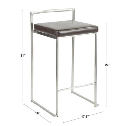 Brown Fuji Stacker Counter Stool - Set of 2
