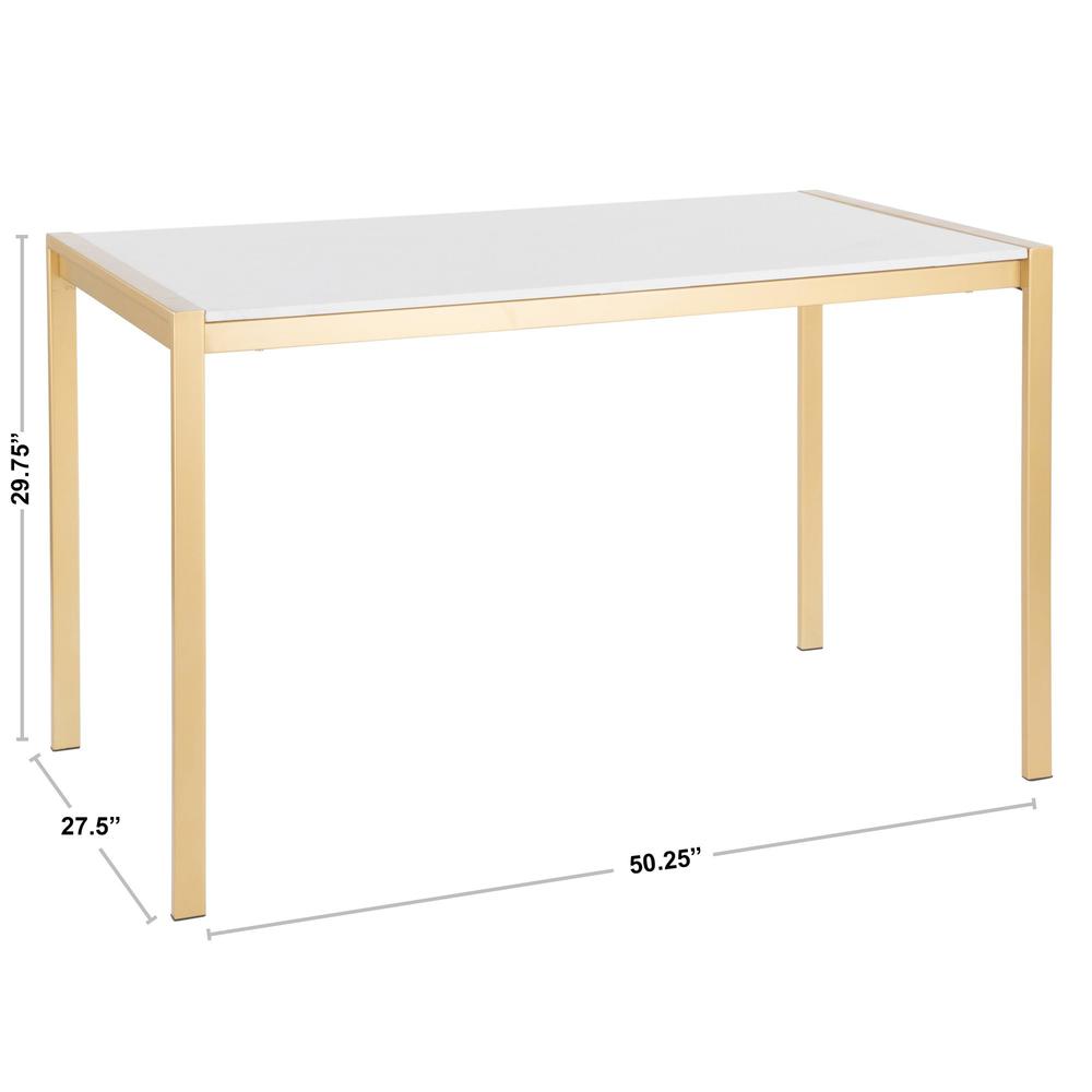 Gold Metal, White Marble Fuji Dinette Table