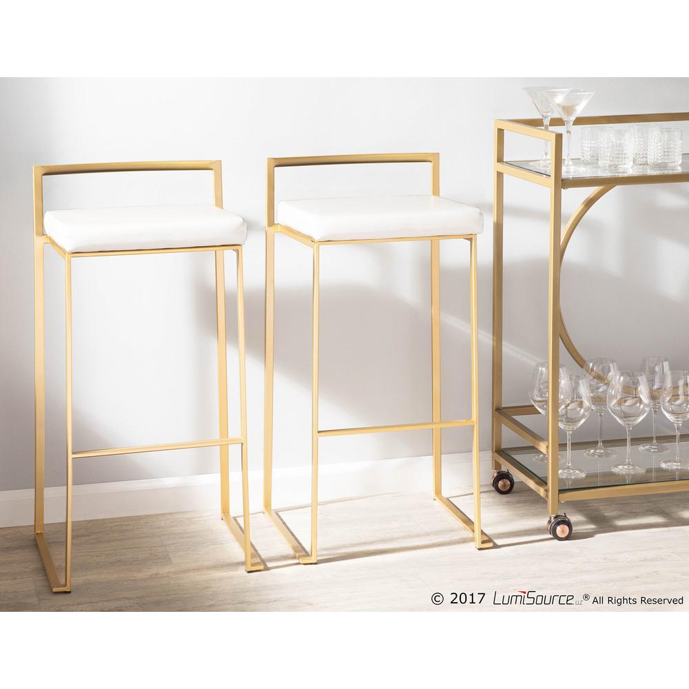 Gold, White Fuji Stacker Barstool - Set of 2