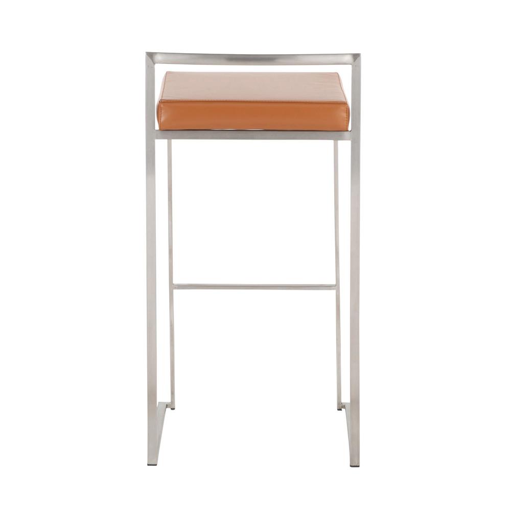 Stainless Steel, Camel Pu Fuji Stacker Barstool - Set of 2