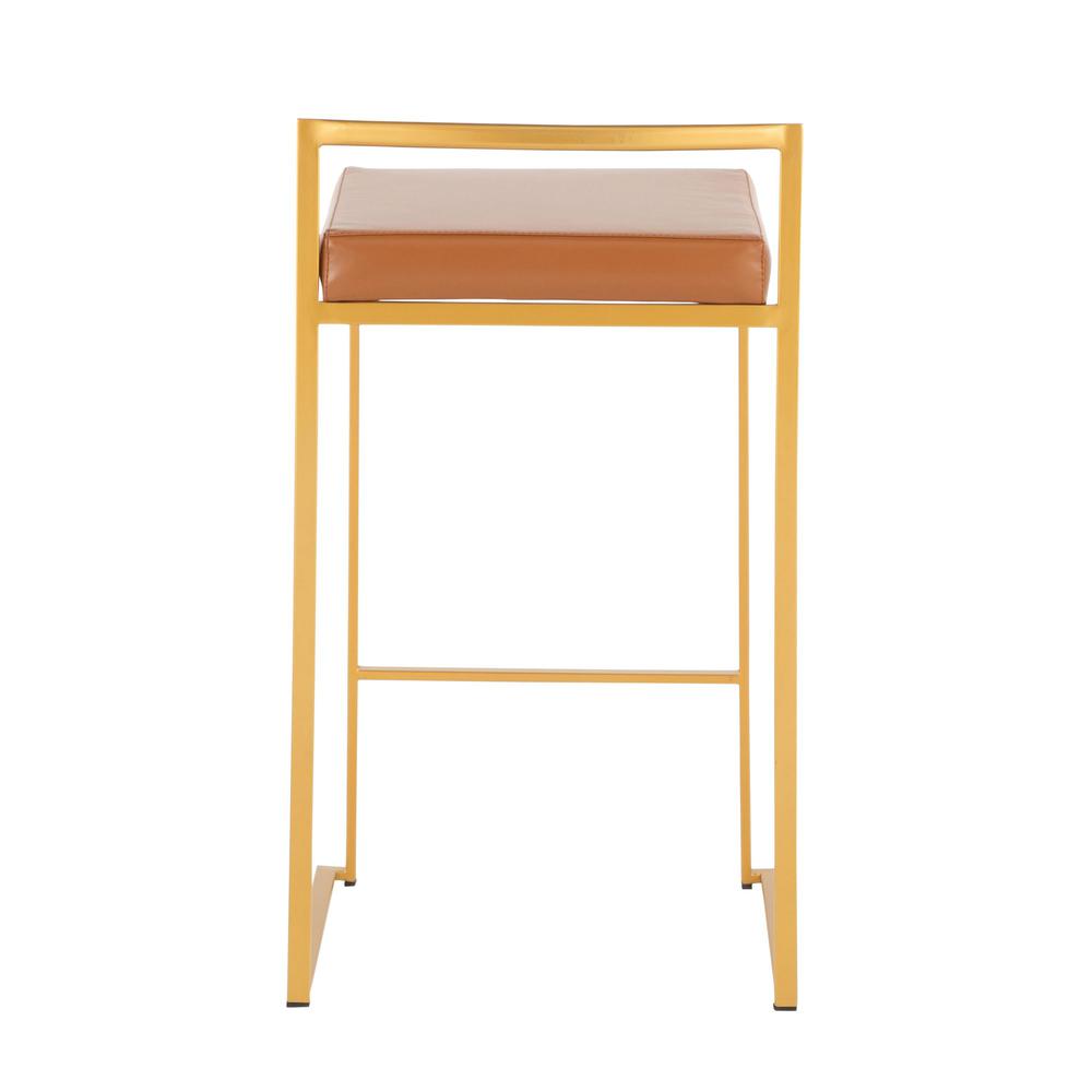Gold Steel, Camel Pu Fuji Stacker Counter Stool - Set of 2