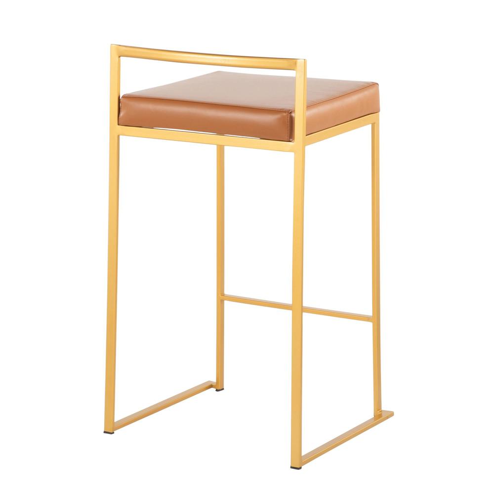 Gold Steel, Camel Pu Fuji Stacker Counter Stool - Set of 2