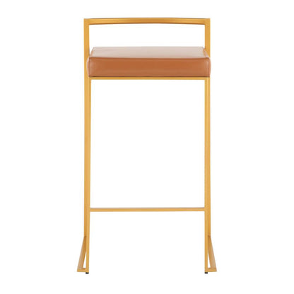 Gold Steel, Camel Pu Fuji Stacker Counter Stool - Set of 2