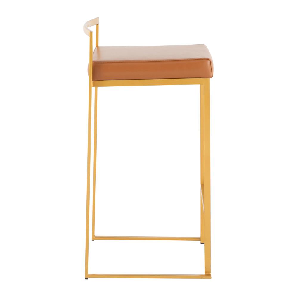 Gold Steel, Camel Pu Fuji Stacker Counter Stool - Set of 2