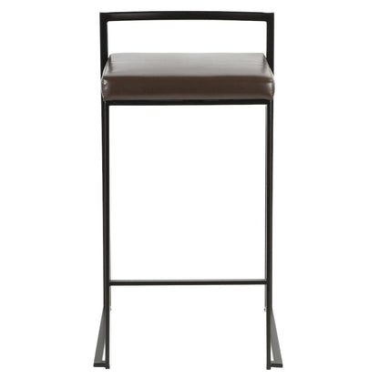 Fuji Stacker 26" Fixed-Height Counter Stool - Set of 3 in Black Metal