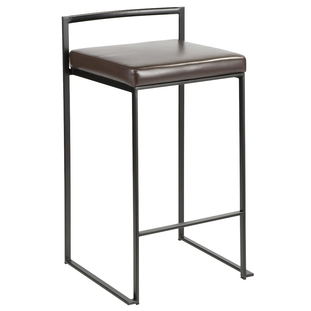 Fuji Stacker 26" Fixed-Height Counter Stool - Set of 3 in Black Metal